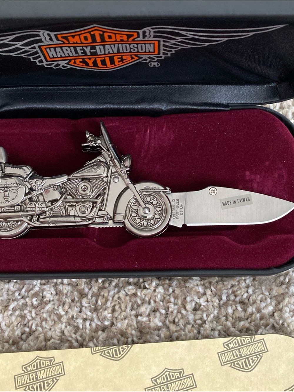 New 1998 Harley-Davidson Motorcycle Pocketknife HD-10 Softail Classic Stainless - Picture 3 of 7